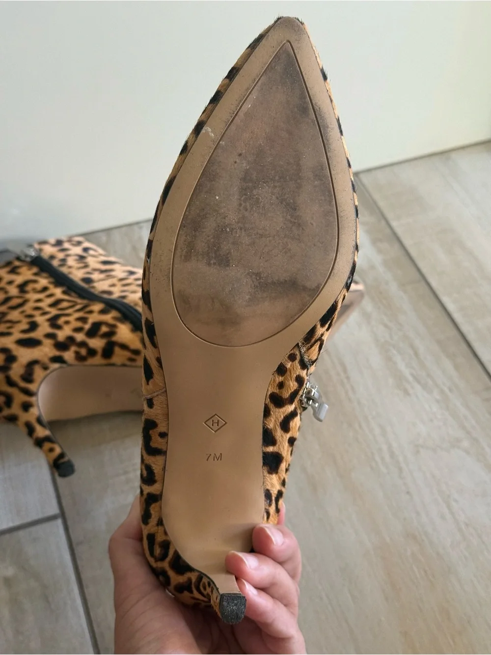 Halogen Leopard Print Pointed Toe Ankle Boots in Tan and Brown